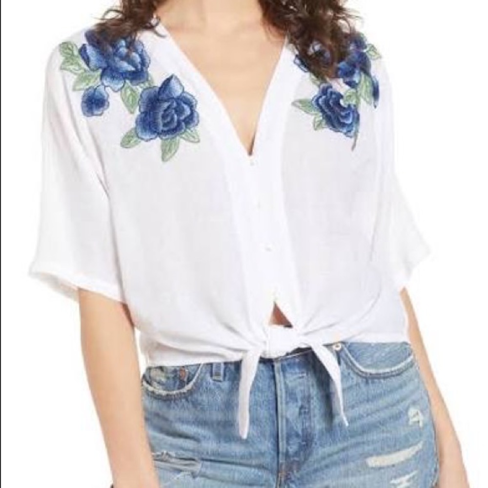 Rails Embroidered Linen Top